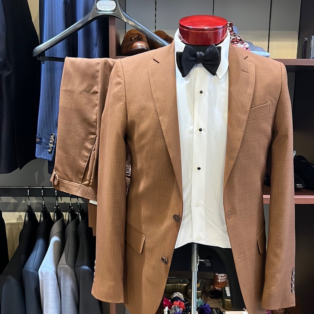 Men’s Slim Fit Suit - Rust Color, Size 36 Regular